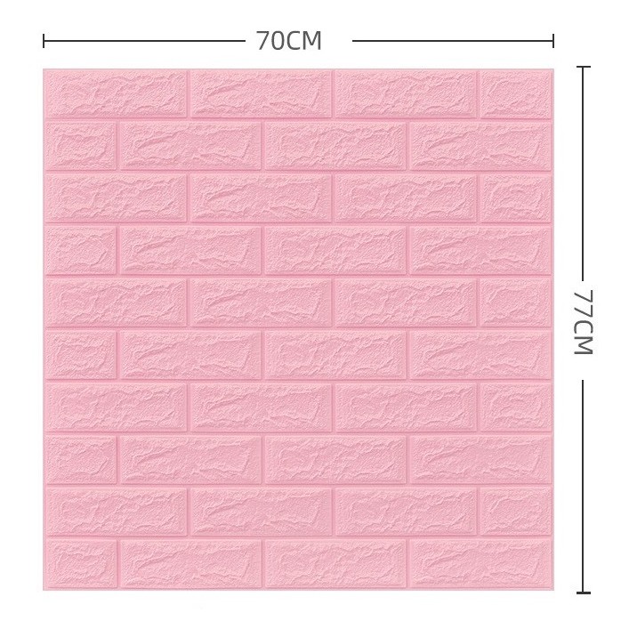 Set 10 Placi Tapet 3D, Flippy, 70 x 77 cm, Grosime 3 mm, din Polietilena, Model Caramida, Suprafata acoperita 5.3 mp, Roz [7]