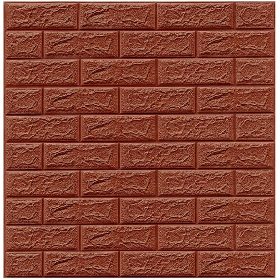 Set 10 Placi Tapet 3D, Flippy, 70 x 77 cm, Grosime 3 mm, din Polietilena, Model Caramida, Suprafata acoperita 5.3 mp, Maro [2]