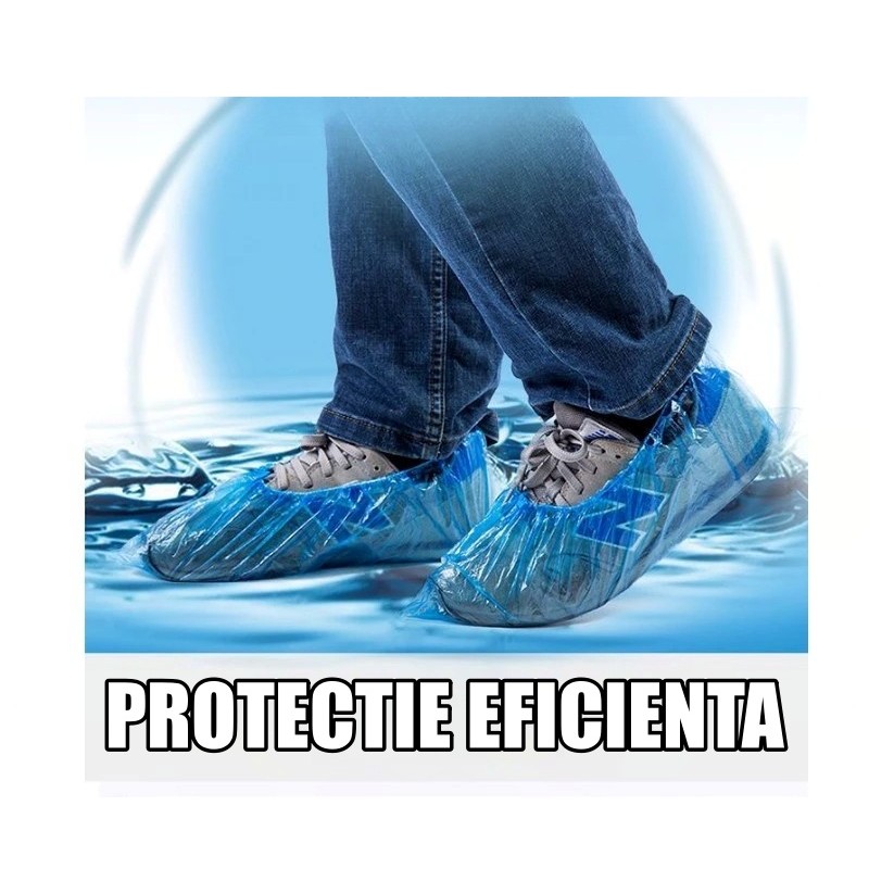 Set 100 Huse de Pantofi Impermeabile de Unica Folosinta, Flippy, Universale, Albastre, pentru Zile Ploioase [3]