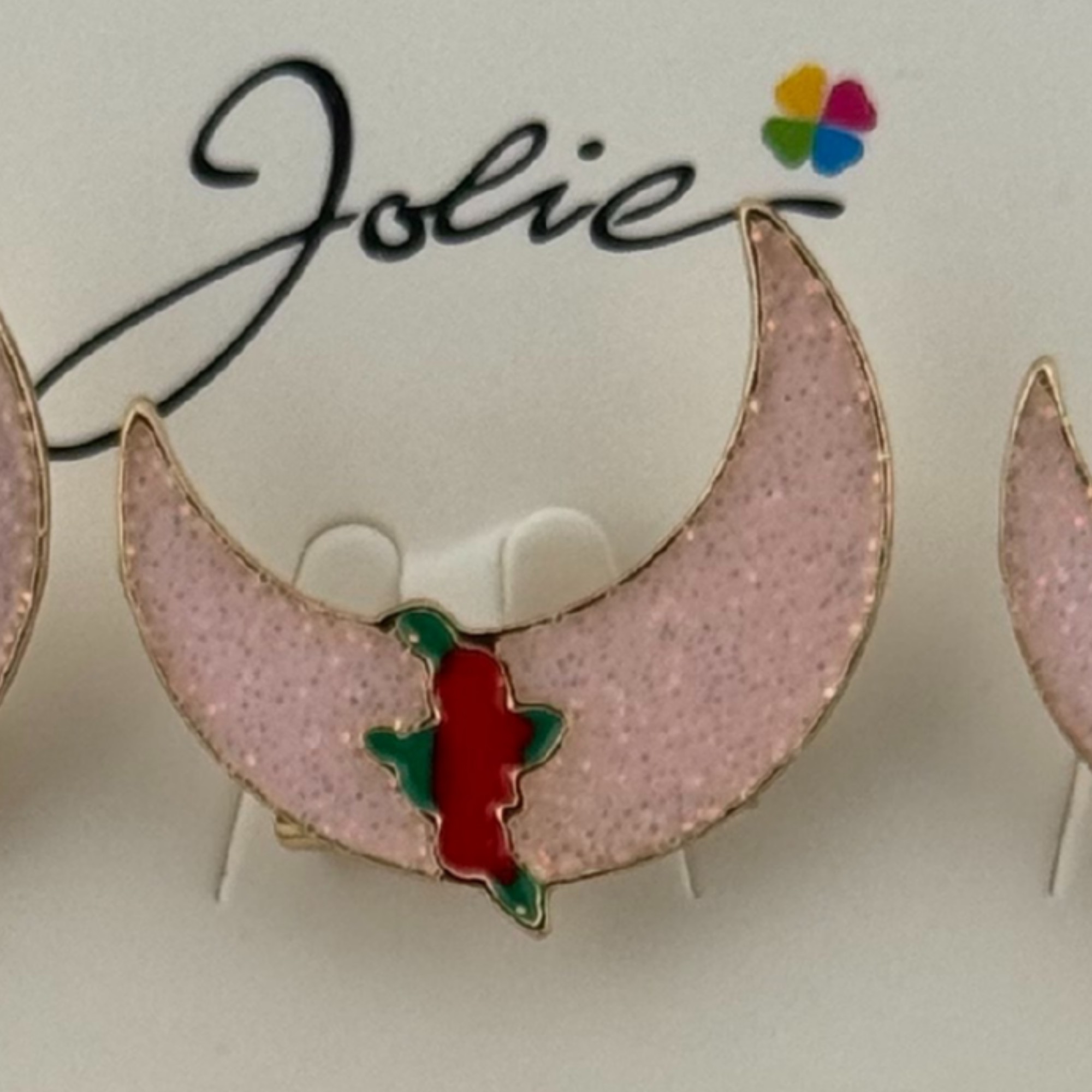 Set 12 Brose Martisor pentru Copii, Jolie, Model Semiluna cu Trandafiri, Roz [1]