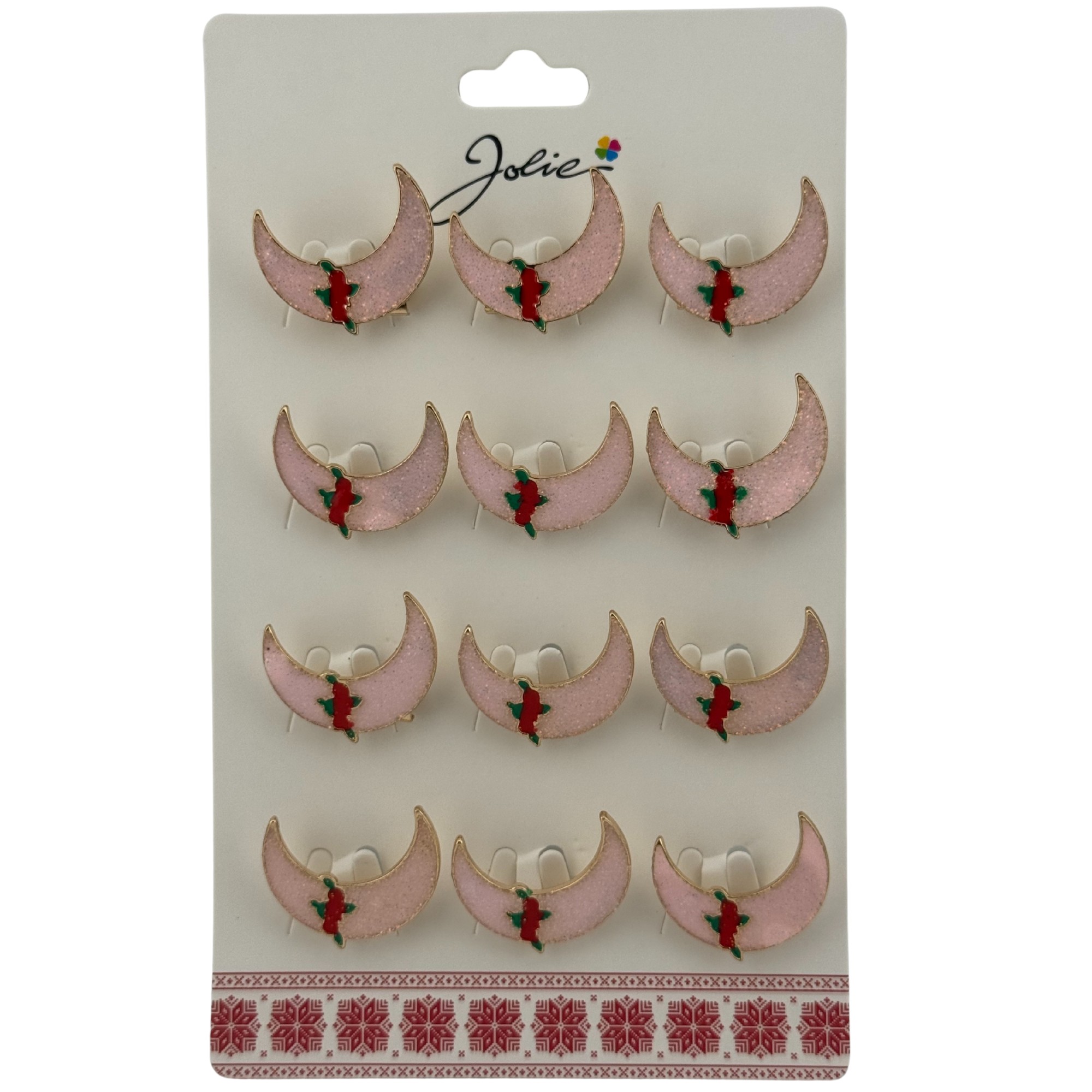 Seturi Brose - Set 12 Brose Martisor pentru Copii, Jolie, Model Semiluna cu Trandafiri, Roz