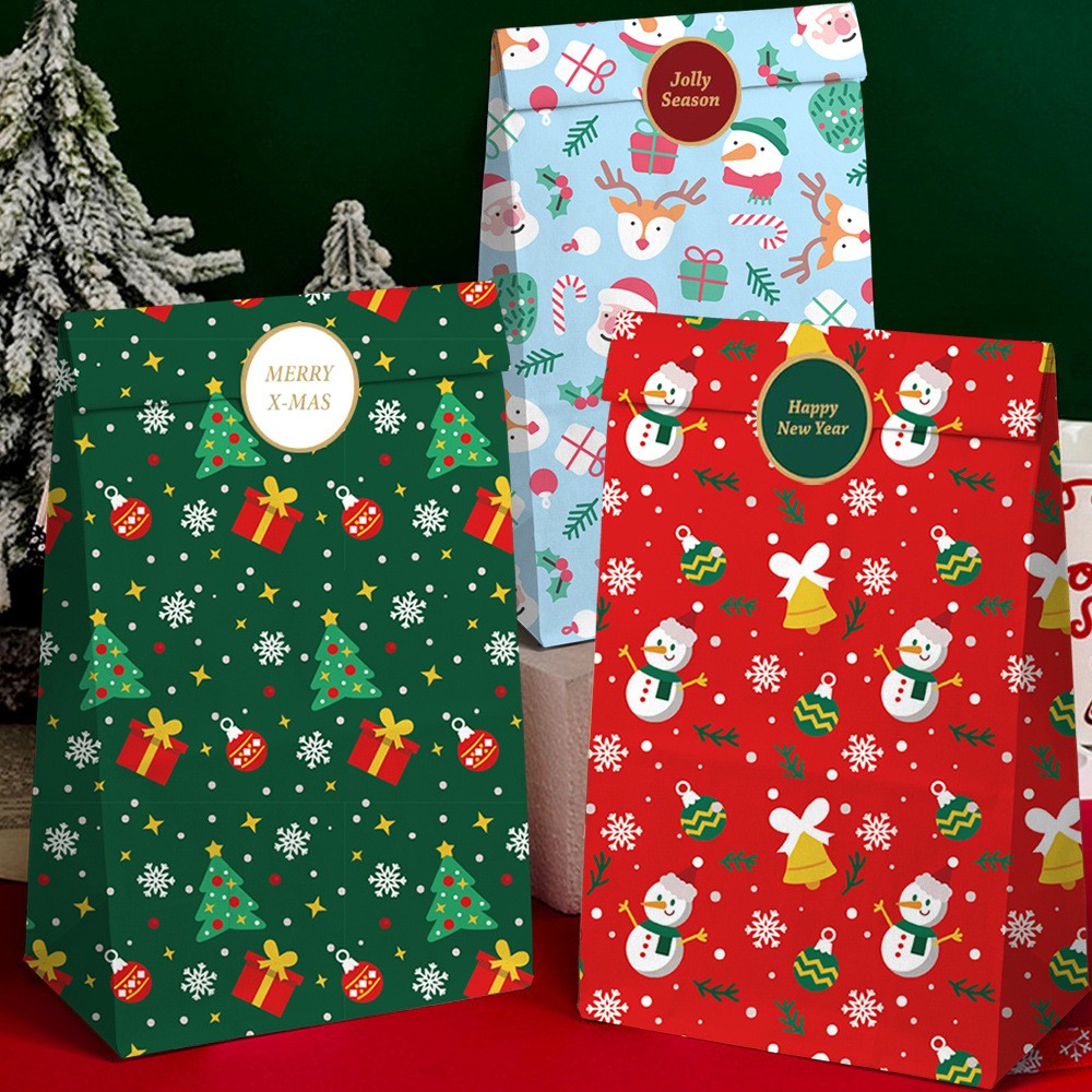 Set 12 Pungi de Cadou, Flippy, Tema Craciun, cu Motive Festive, 12 Stickere Incluse, 24 x 13 x 8 cm, din Hartie, Multicolor [3]