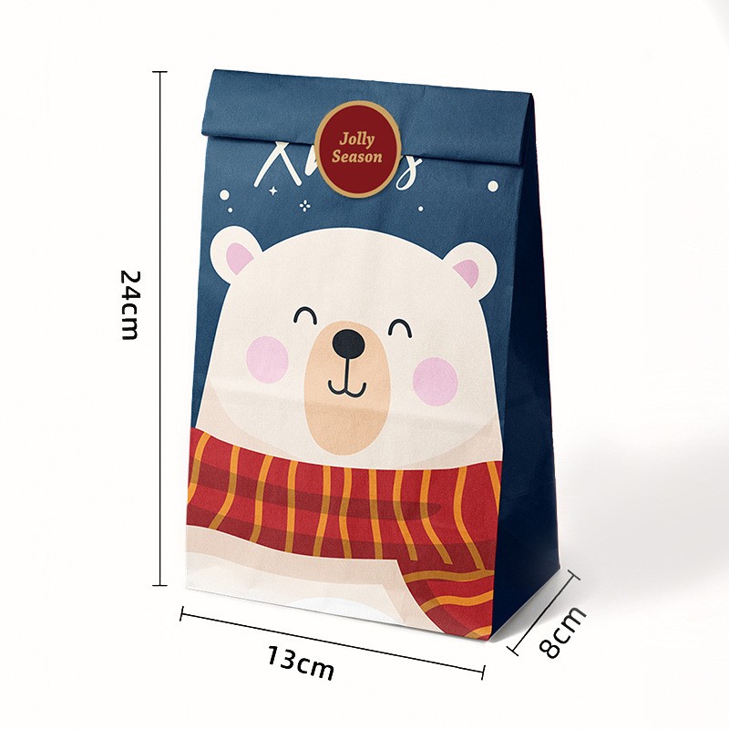 Set 12 Pungi de Cadou, Flippy, Tema Craciun, cu Personaje, 12 Stickere Incluse, 24 x 13 x 8 cm, din Hartie, Multicolor [4]
