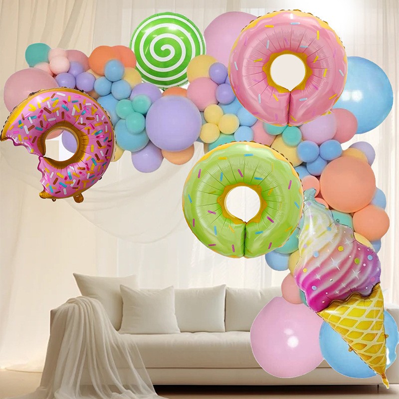 Set 124 Baloane, Flippy, din Latex si Folie de Aluminiu, Model Candy, Diferite Marimi, Multicolor [3]