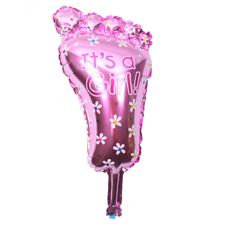 Set 3 Baloane din Folie Metalizata, Flippy, Figurine Picior 46x79 cm, Inima 45 cm, Stea 45cm, Model It's a Girl, Tema Gender Reveal, Ambalaj Individual, Pai Inclus, Umflare cu Aer sau Heliu, Roz [7]