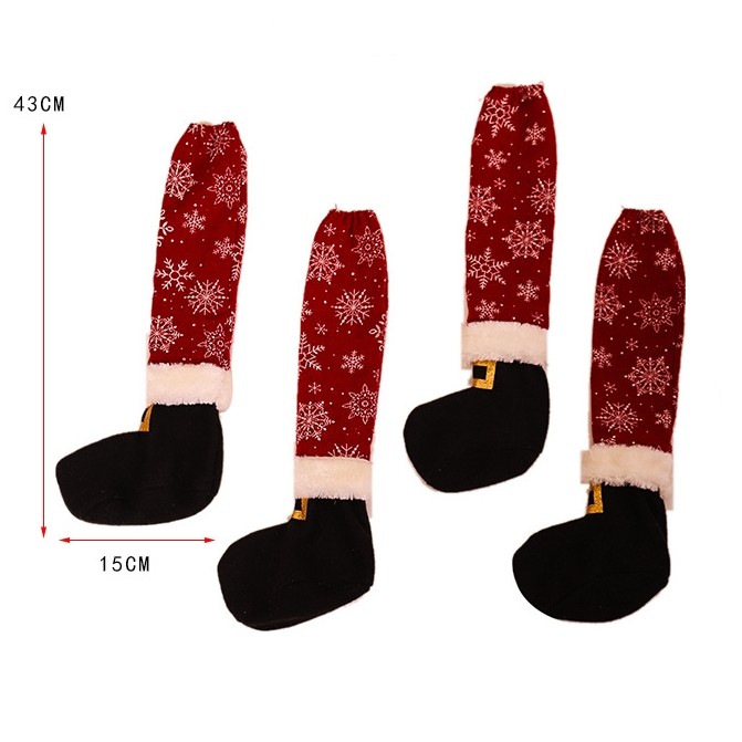 Set 4 decoratiuni tip soseta pentru scaune Flippy, tematica Craciun, material textil/poliester, 15 x 43 cm, rosu [2]