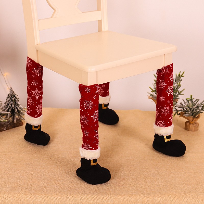 Set 4 decoratiuni tip soseta pentru scaune Flippy, tematica Craciun, material textil/poliester, 15 x 43 cm, rosu [4]