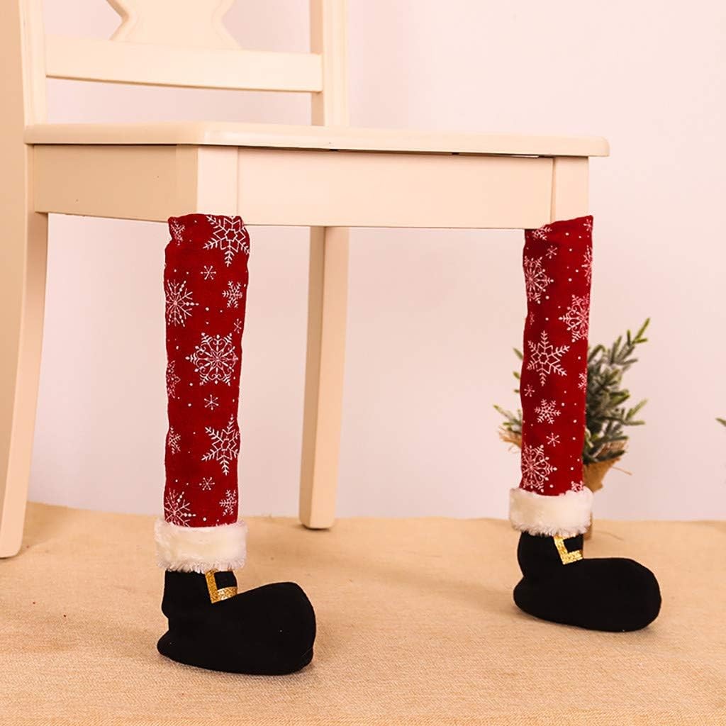 Set 4 decoratiuni tip soseta pentru scaune Flippy, tematica Craciun, material textil/poliester, 15 x 43 cm, rosu [6]