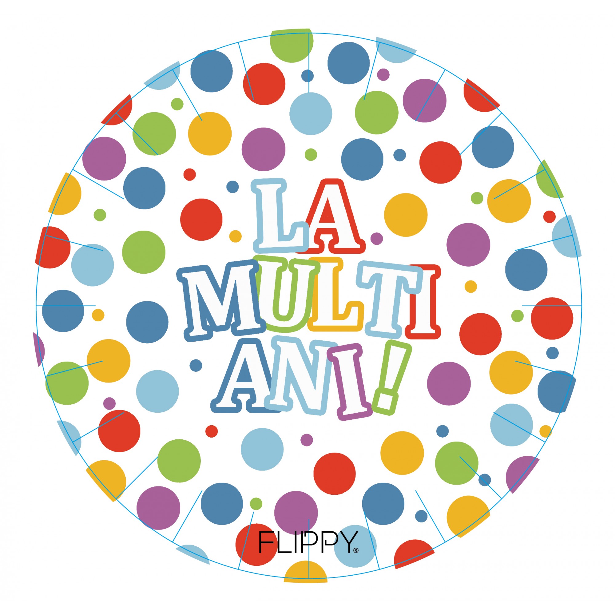 Casă și camping - Set 6 Farfurii de Unica Folosinta, Flippy, Colectia LA MULTI ANI , 30 cm, din Carton Laminat, Multicolor