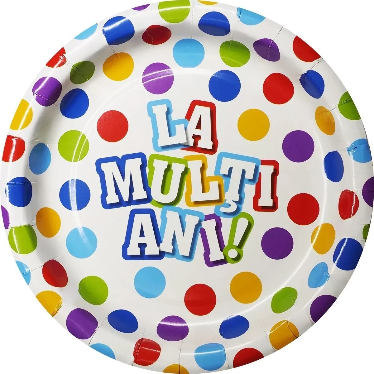 Set 6 Farfurii de Unica Folosinta, Flippy, Colectia, LA MULTI ANI, 23 cm, din Carton Laminat, Multicolor [3]