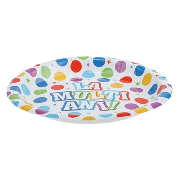 Set 6 Farfurii de Unica Folosinta, Flippy, Colectia LA MULTI ANI , 30 cm, din Carton Laminat, Multicolor [3]