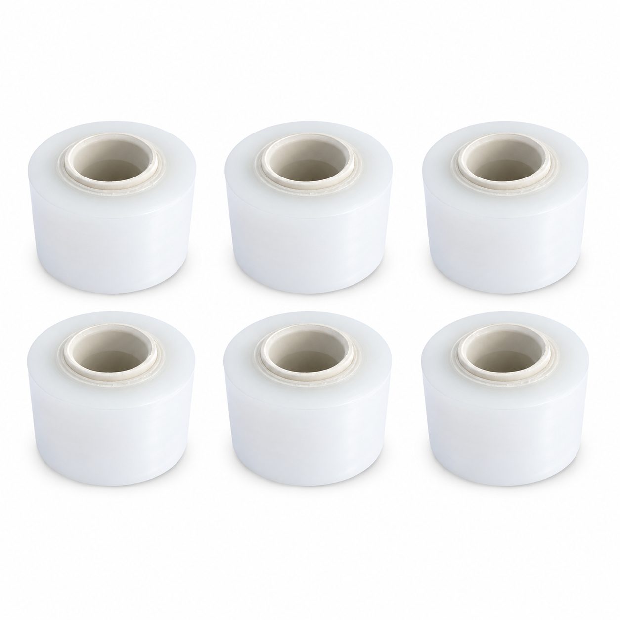 Articole ambalare - Set 6 Mini Role Folie Stretch Manuala pentru Ambalare, Impachetare si Fixare Produse, Utilizare Depozit si Transport, 12.5 cm, 0.38 kg pe Rola, Transparent