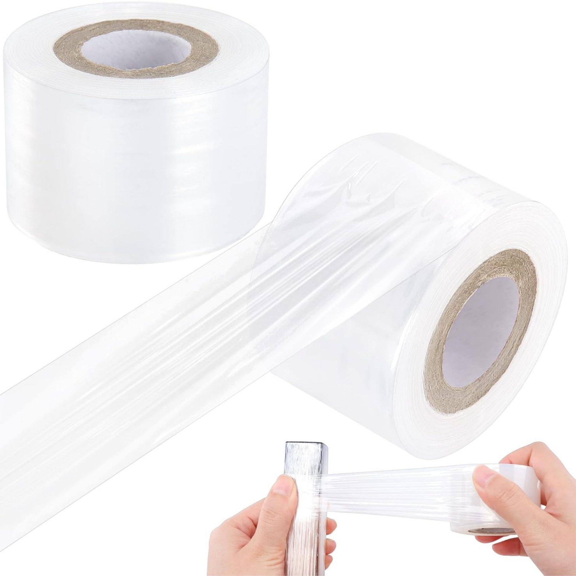 Set 6 Mini Role Folie Stretch Manuala pentru Ambalare, Impachetare si Fixare Produse, Utilizare Depozit si Transport, 12.5 cm, 0.38 kg pe Rola, Transparent [6]