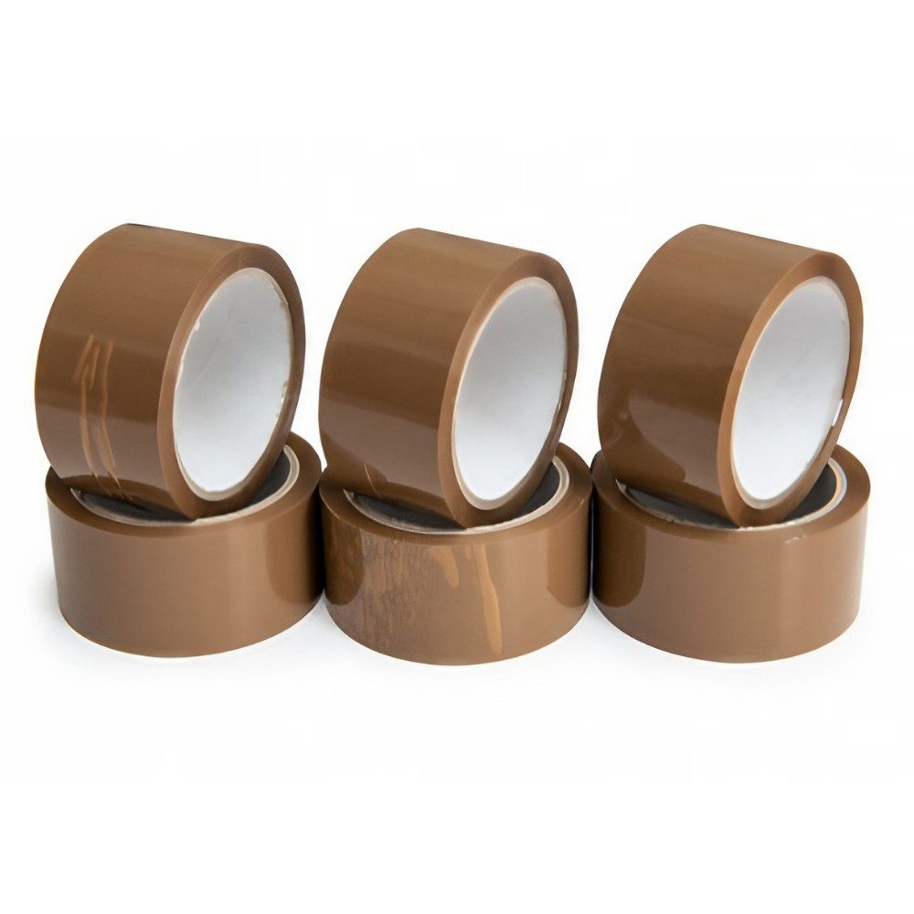 Set 6 Role Banda Adeziva Low Noise pentru Ambalare Colete si Pachete, Aderenta Ridicata, Derulare Silentioasa, 5 cm x 66 m, Maro [1]