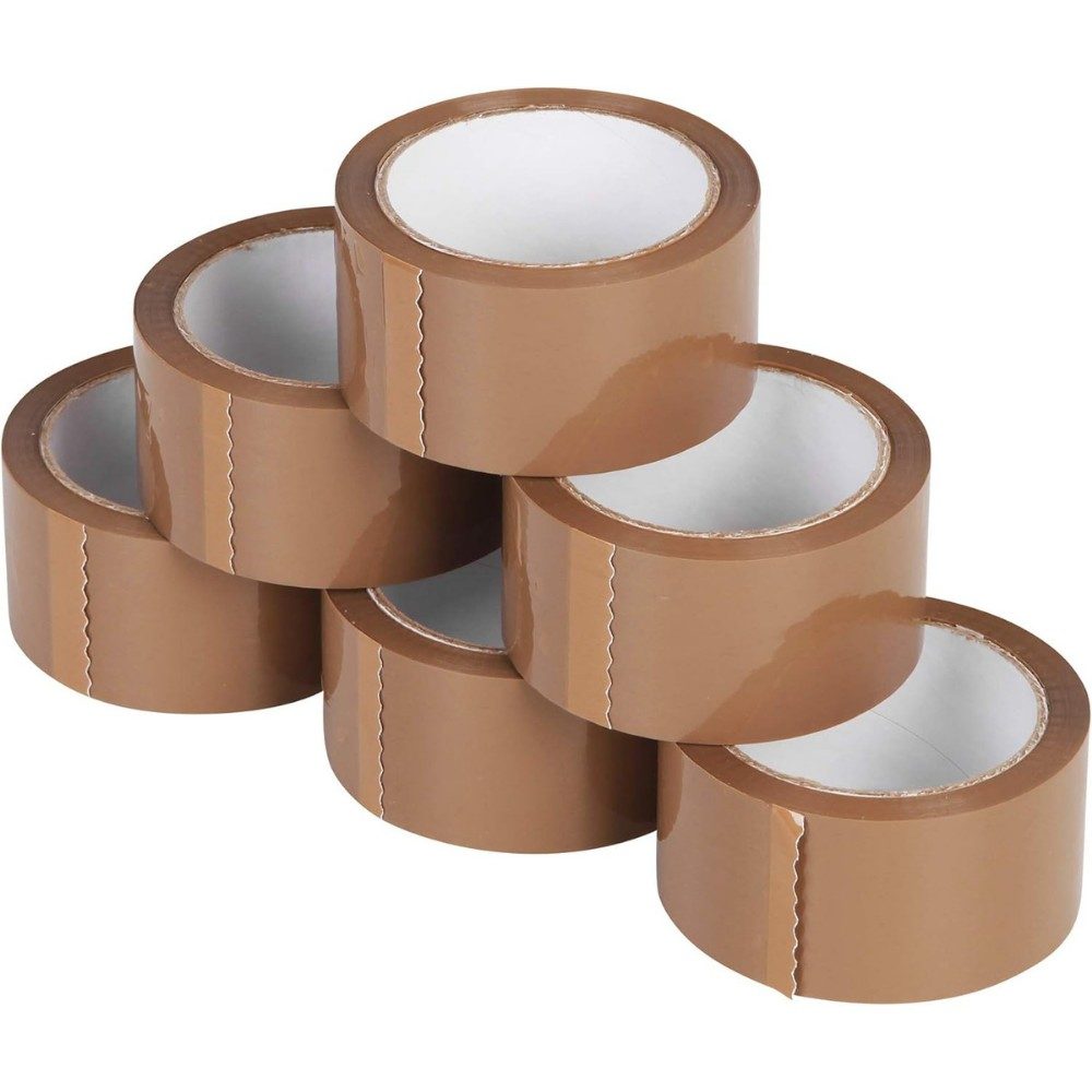 Set 6 Role Banda Adeziva Low Noise pentru Ambalare Colete si Pachete, Aderenta Ridicata, Derulare Silentioasa, 5 cm x 66 m, Maro [4]