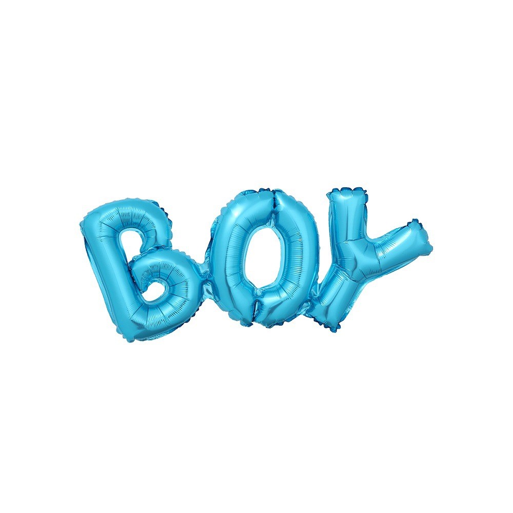 Set Baloane din Folie Metalizată, Flippy, Model Scris Boy, 38x95 cm, Tematica Baby Shower, Baloane Party, Ambalaj Individual, Pai Inclus, Umflare cu Aer sau Heliu, Albastru [4]