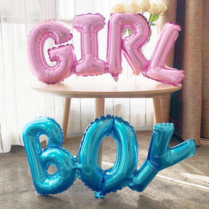 Set Baloane din Folie Metalizată, Flippy, Model Scris Girl, 43x106.5 cm, Tematica Baby Shower, Baloane Party, Ambalaj Individual, Pai Inclus, Umflare cu Aer sau Heliu, Roz [3]