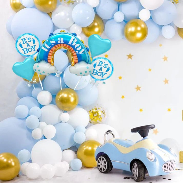 Baloane decorative tematica BABY SHOWER, Flippy, ITS A BOY, pentru gender reveal, botez, set din 5 bucati, 66 x 91 cm, Albastru [2]