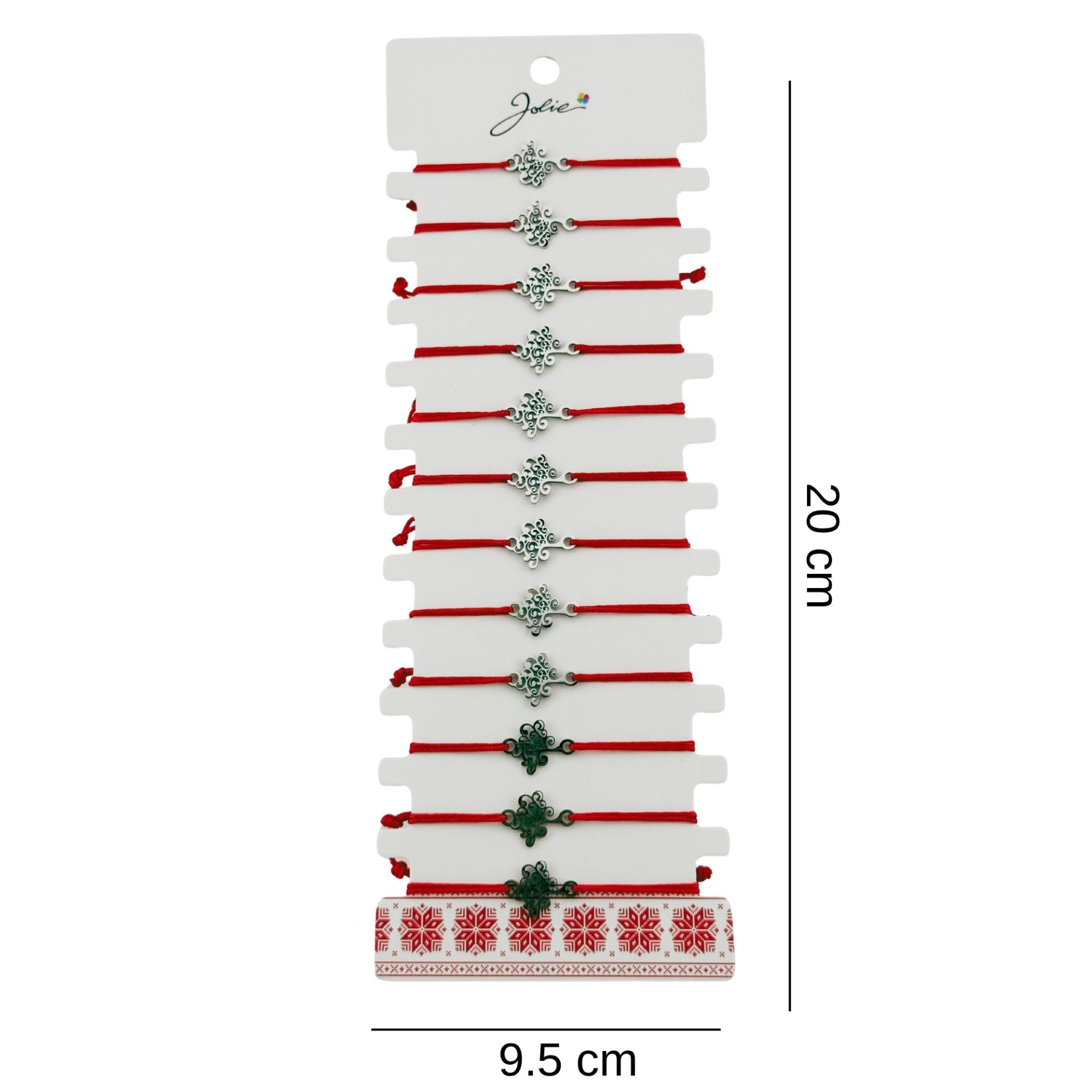 Bratara Martisor pentru Dama, Jolie, Model Copacul Vietii, Set 12 bucati, Pandativ Argintiu din Inox cu Snur Rosu Ajustabil [1]