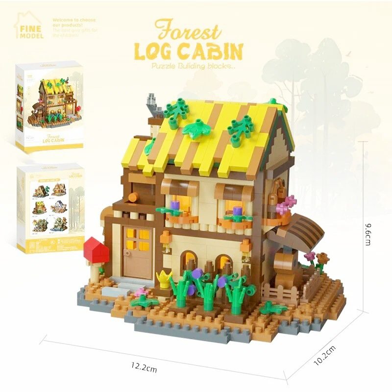 Set constructie, Flippy, Forest Log Cabin, din ABS, Model Casuta din Gradina, 834 piese, 12.2x10.2x9.6 cm, Multicolor [1]