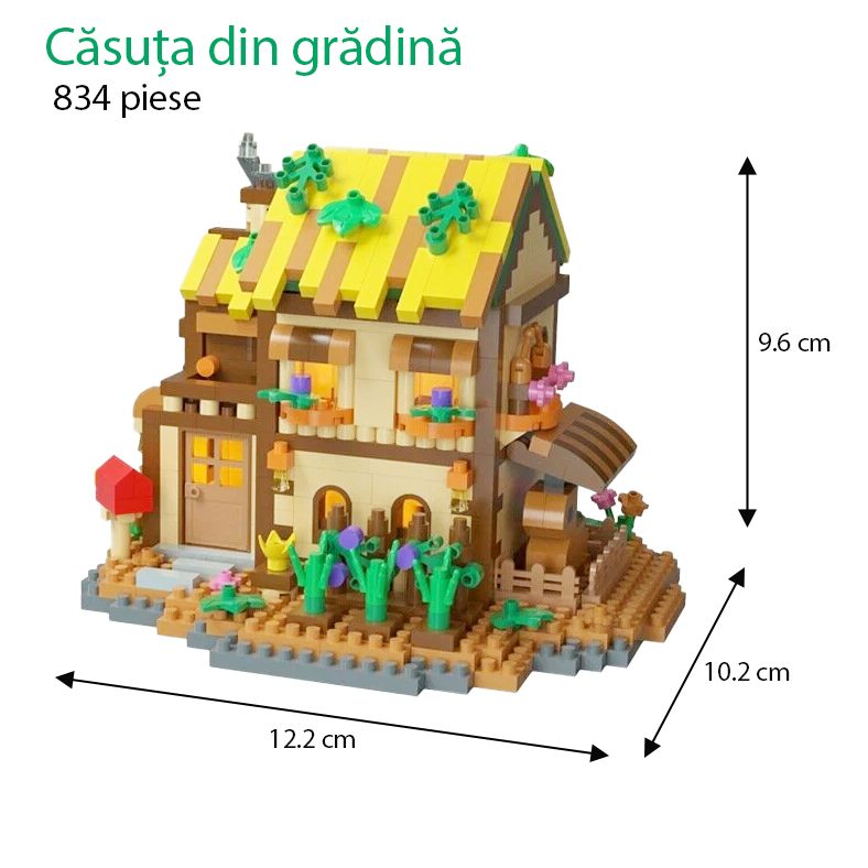 Set constructie, Flippy, Forest Log Cabin, din ABS, Model Casuta din Gradina, 834 piese, 12.2x10.2x9.6 cm, Multicolor [2]