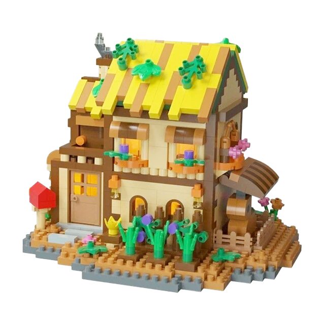 Jucării, copii și bebe - Set constructie, Flippy, Forest Log Cabin, din ABS, Model Casuta din Gradina, 834 piese, 12.2x10.2x9.6 cm, Multicolor