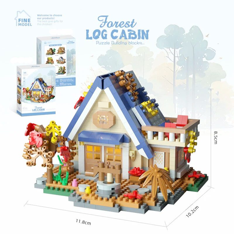 Set constructie, Flippy, Forest Log Cabin, din ABS, Model Casuta de Vis, 715 piese, 11.8x10.2x8.5 cm, Multicolor [1]