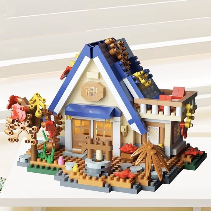 Set constructie, Flippy, Forest Log Cabin, din ABS, Model Casuta de Vis, 715 piese, 11.8x10.2x8.5 cm, Multicolor [3]