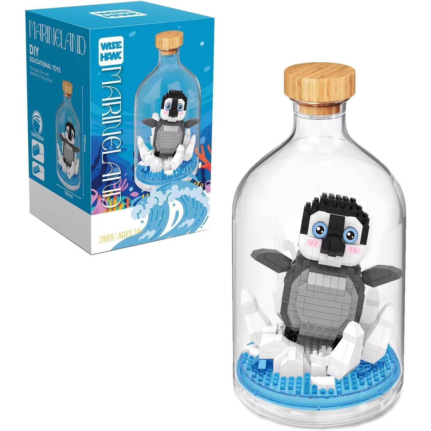 Set de Construit in Sticla, Flippy, 553 Piese, din Plastic, +14 Ani, 10 x 19.6 cm, Model Pinguin, Multicolor [1]