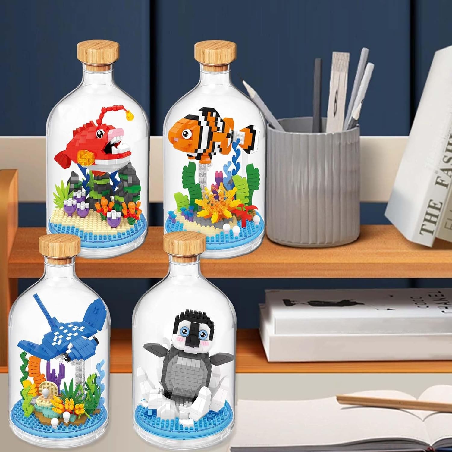 Set de Construit in Sticla, Flippy, 553 Piese, din Plastic, +14 Ani, 10 x 19.6 cm, Model Pinguin, Multicolor [2]