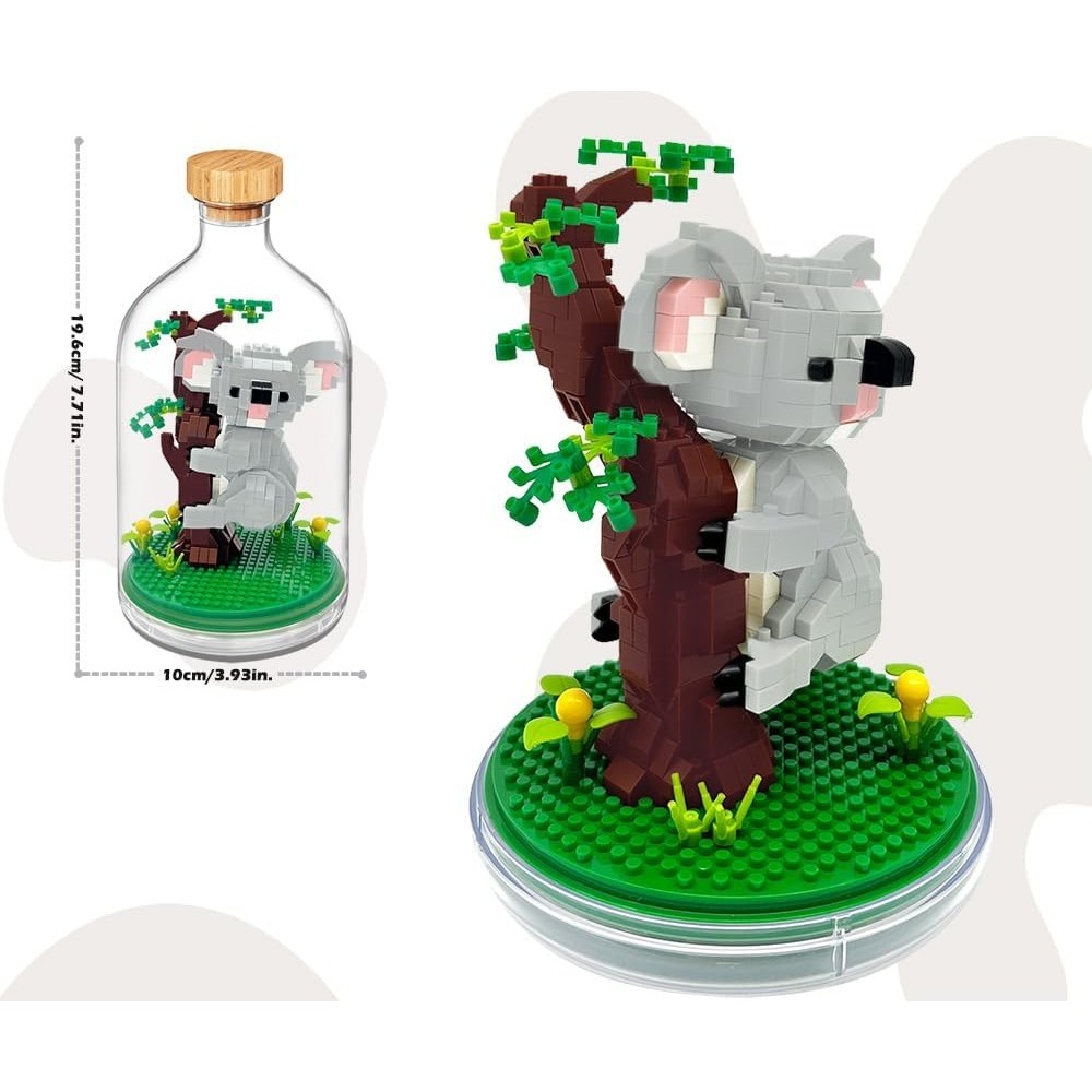 Set de Construit in Sticla, Flippy, 608 Piese, din Plastic, +14 Ani, 10 x 19.6 cm, Model Koala, Multicolor [2]