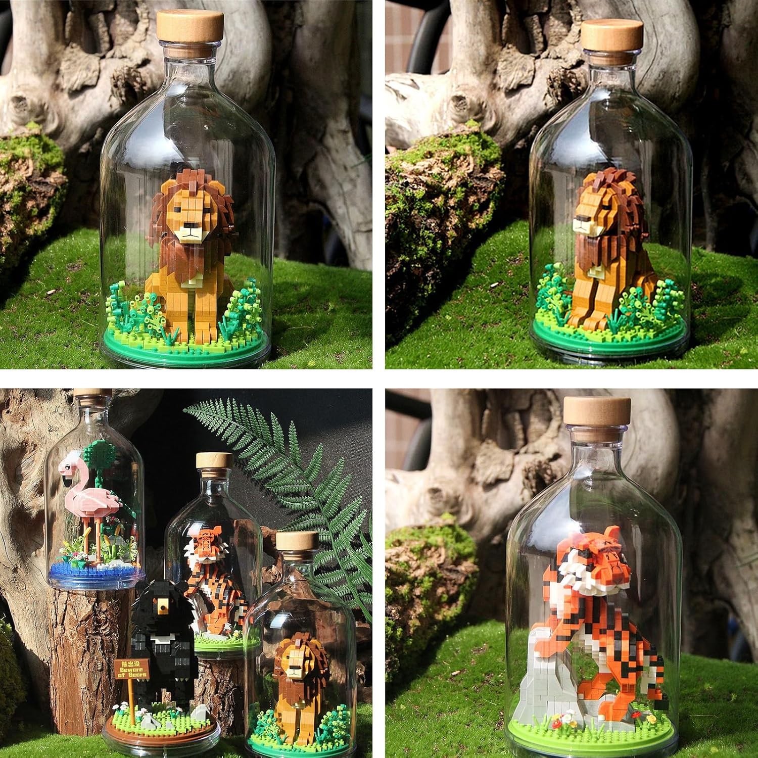 Set de Construit in Sticla, Flippy, 704 Piese, din Plastic, +14 Ani, 10 x 19.6 cm, Model Tigru, Multicolor [1]