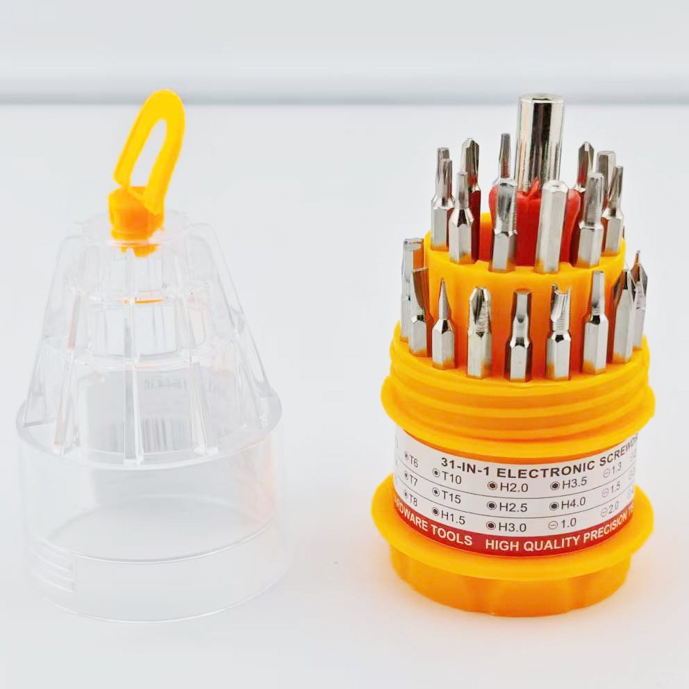 Set de Surubelnite 31-in-1 cu Clichet, Flippy, Set de Uz Casnic pentru Repararea Electronicelor Mici, Maner durabil Izolat Magnetic, 10 x 5 x 5 cm, Galben [5]