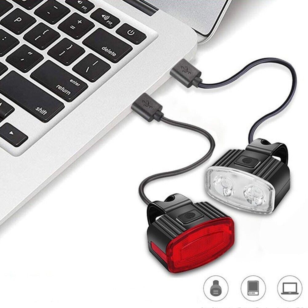 Set far si stop spate LED bicicleta, Flippy, incarcare USB, rezistent la apa, 4 moduri de luminare, Plastic, Alb/Rosu, 10x6x4 cm [8]