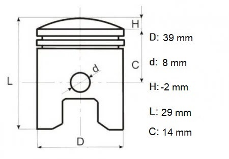 Set piston 4T GX35 39 mm, Elefant [1]