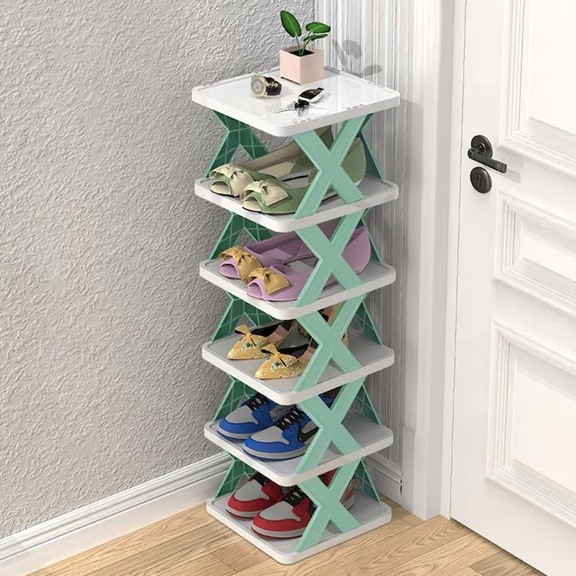 Organizator de Pantofi, Flippy, 5 Straturi, din ABS, Suport Modular, 65.5 x 24 x 26 cm, Turcoaz [1]
