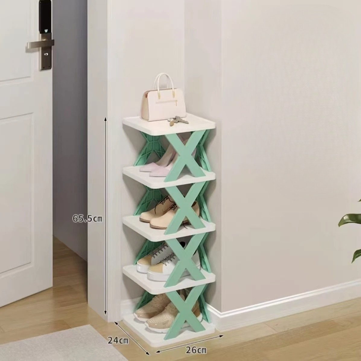 Organizator de Pantofi, Flippy, 5 Straturi, din ABS, Suport Modular, 65.5 x 24 x 26 cm, Turcoaz [3]