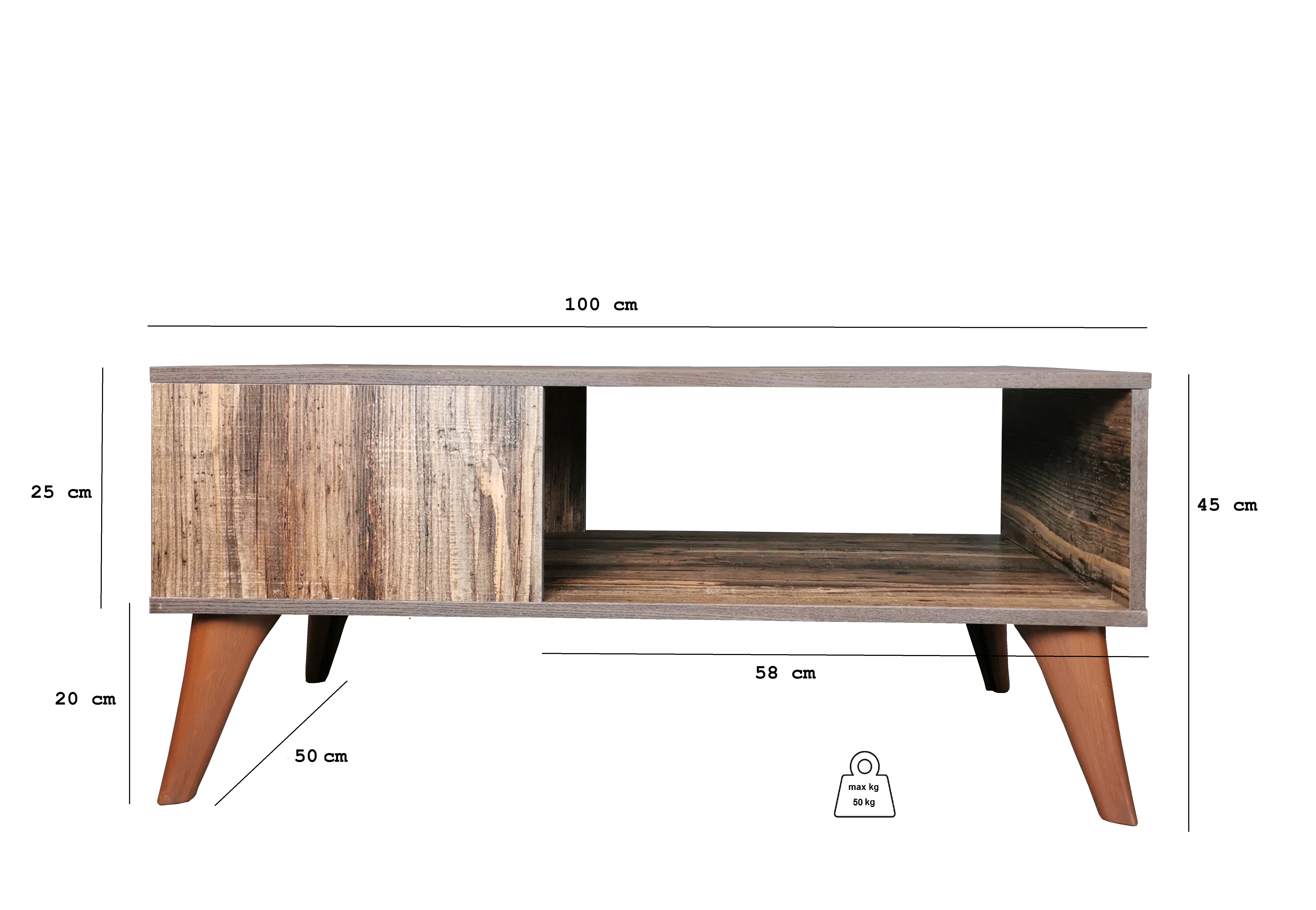 Masuta cafea Retro, maro, 100x50x45 cm [4]