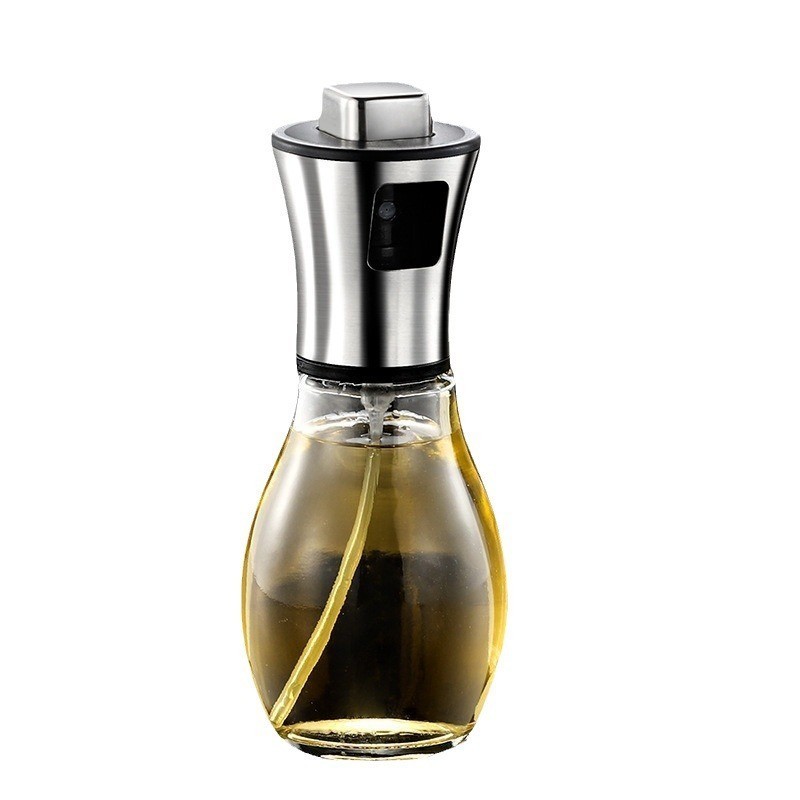 Sticla de ulei cu Pulverizator, Flippy, Sticla pentru Lichide de Bucatarie, Otet, Sos, 16.7 x 5.2 cm, Volum 200 ml, Gri [4]