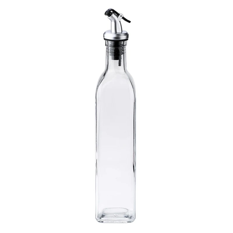 Casă și camping - Sticla de Ulei de Masline, Flippy, Sticla etansa pentru Lichide de Bucatarie, Sticla pentru Uleiuri, Sosuri, Otet, Capac din Inox Dozator, 30 x 6 cm, volum 500 ml, Transparent 