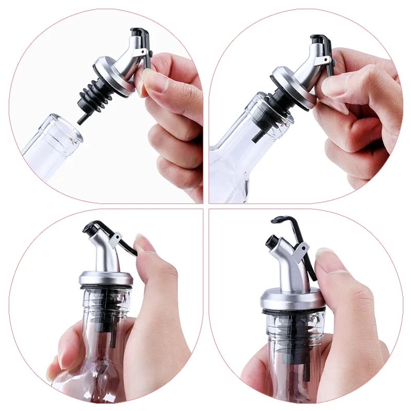 Sticla de Ulei de Masline, Flippy, Sticla etansa pentru Lichide de Bucatarie, Sticla pentru Uleiuri, Sosuri, Otet, Capac din Inox Dozator, 30 x 6 cm, volum 500 ml, Transparent  [2]