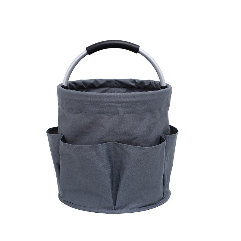 Sub 99 Lei - Geanta Cos pentru Scule de 17L, Flippy, Buzunare Exterioare, Cos de Picnic Portabil, Cos pentru Plaja, Cos pentru Curatenie, din Material Oxford 600 D, 28 x 28 x 28 cm Gri inchis