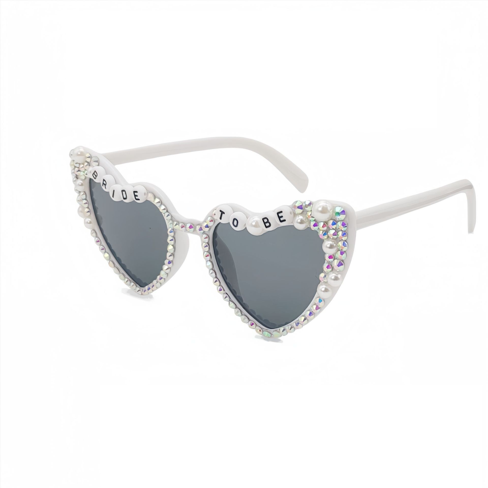 Ochelari Decorativi, Flippy, Model Bride to Be, cu Perle si Diamante, pentru Nunta, din PC, 15.3 x 5.7 x 14.5 cm, Alb [2]