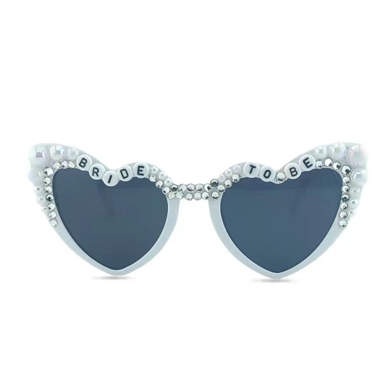 Cadouri și petreceri - Ochelari Decorativi, Flippy, Model Bride to Be, cu Perle, pentru Nunta, din PC, 15.3 x 5.7 x 14.5 cm, Alb