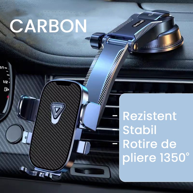 Suport Auto Multifunctional pentru Telefon, Flippy, Suport pentru Navigatie, Rotativ cu Ventuza, cu fixare Geam si Parbriz, 20 x 14 x 11 cm, Albastru Carbon [1]