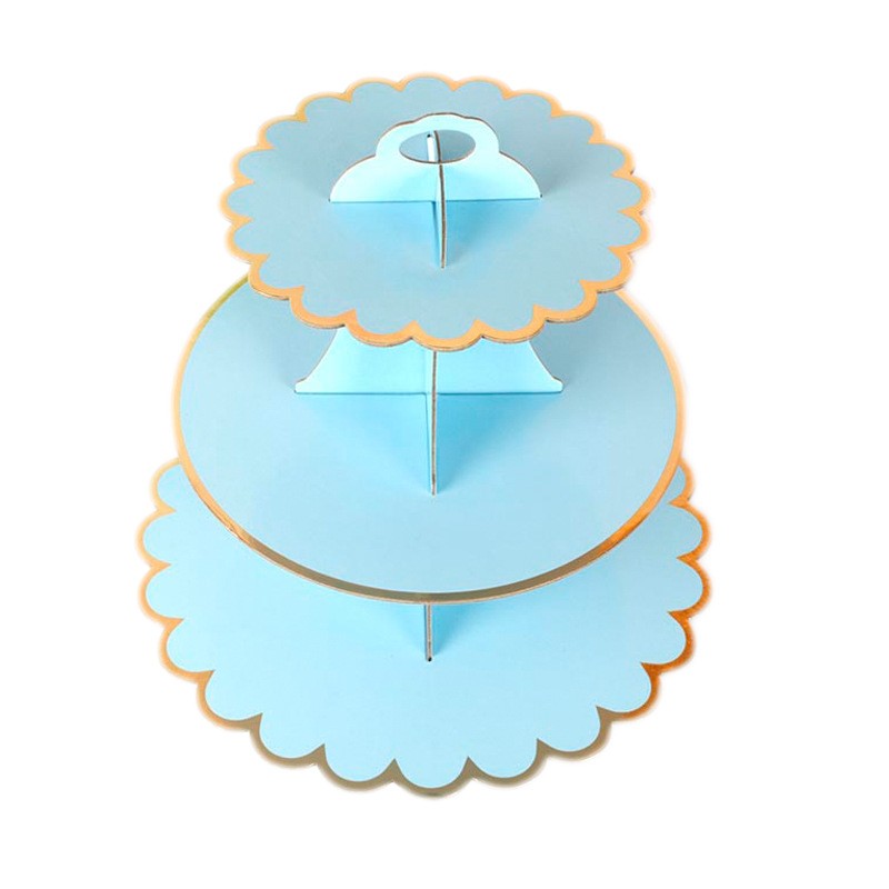 Etajera pentru Prajituri, Flippy, din Carton, 3 Nivele, 16/22/29 cm Diametru, Inaltime 38 cm, Albastru [3]