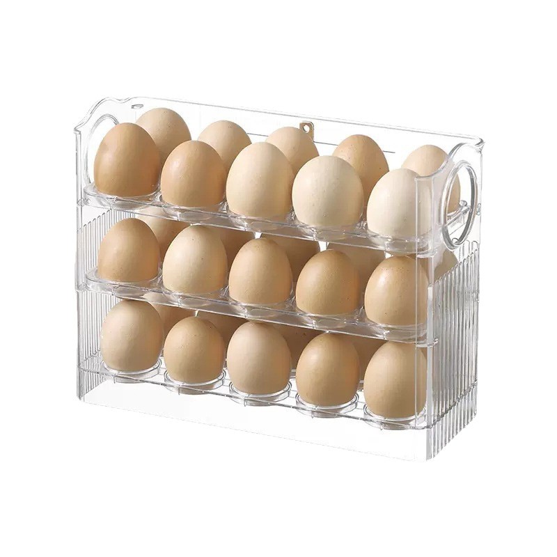 Suport Organizator pentru Oua, Flippy, Capacitate 30 Oua, Pentru Usa Frigiderului, 3 Straturi, din Plastic, Transparent [4]