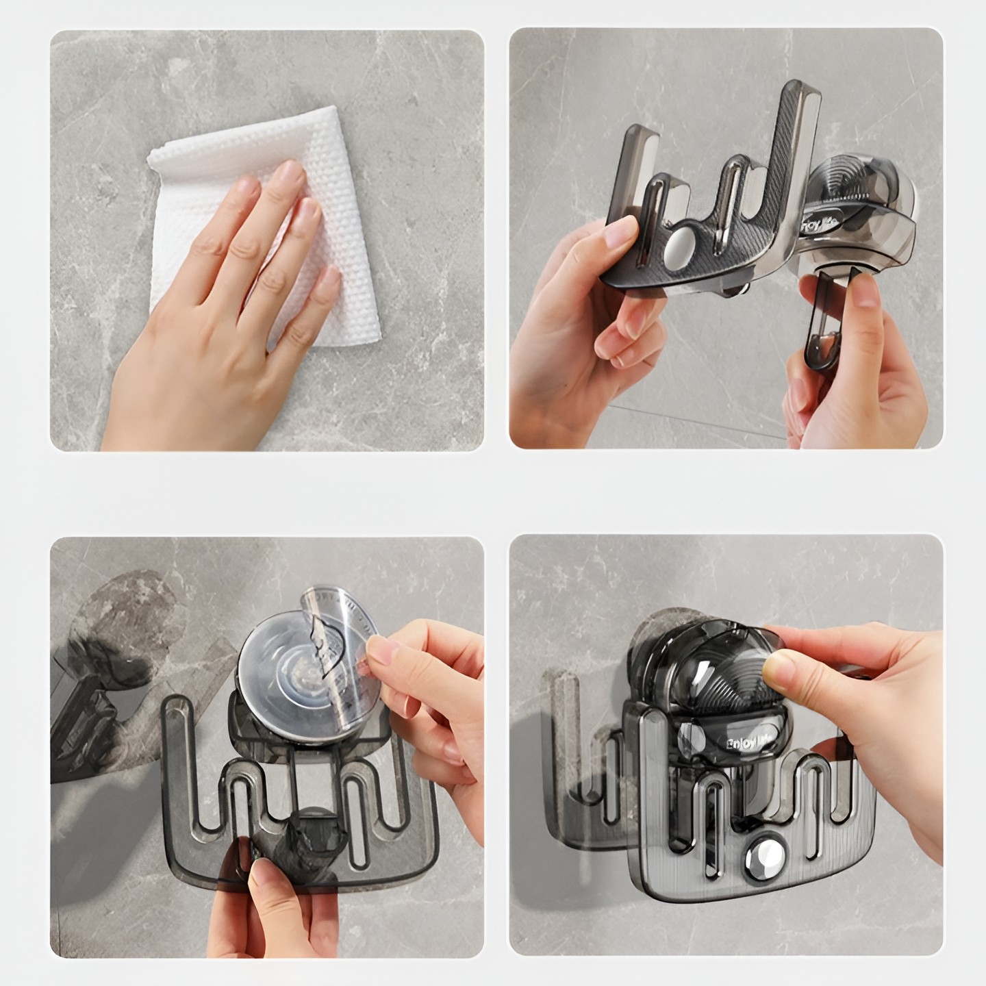 Suport pentru Incaltamintea de Casa, Flippy, fara Perforare, Montare pe Perete, Prindere Adeziva, 11.6x11x4.8cm, Gri Transparent [2]