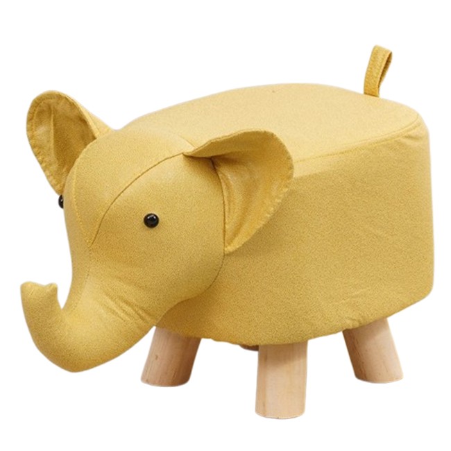 Taburet pentru Copii, Flippy, Scaun Tip Taburet, Model Elefant, din Lemn Masiv, Scaun pentru Copii, 30 x 25 x 25 cm, Galben [1]