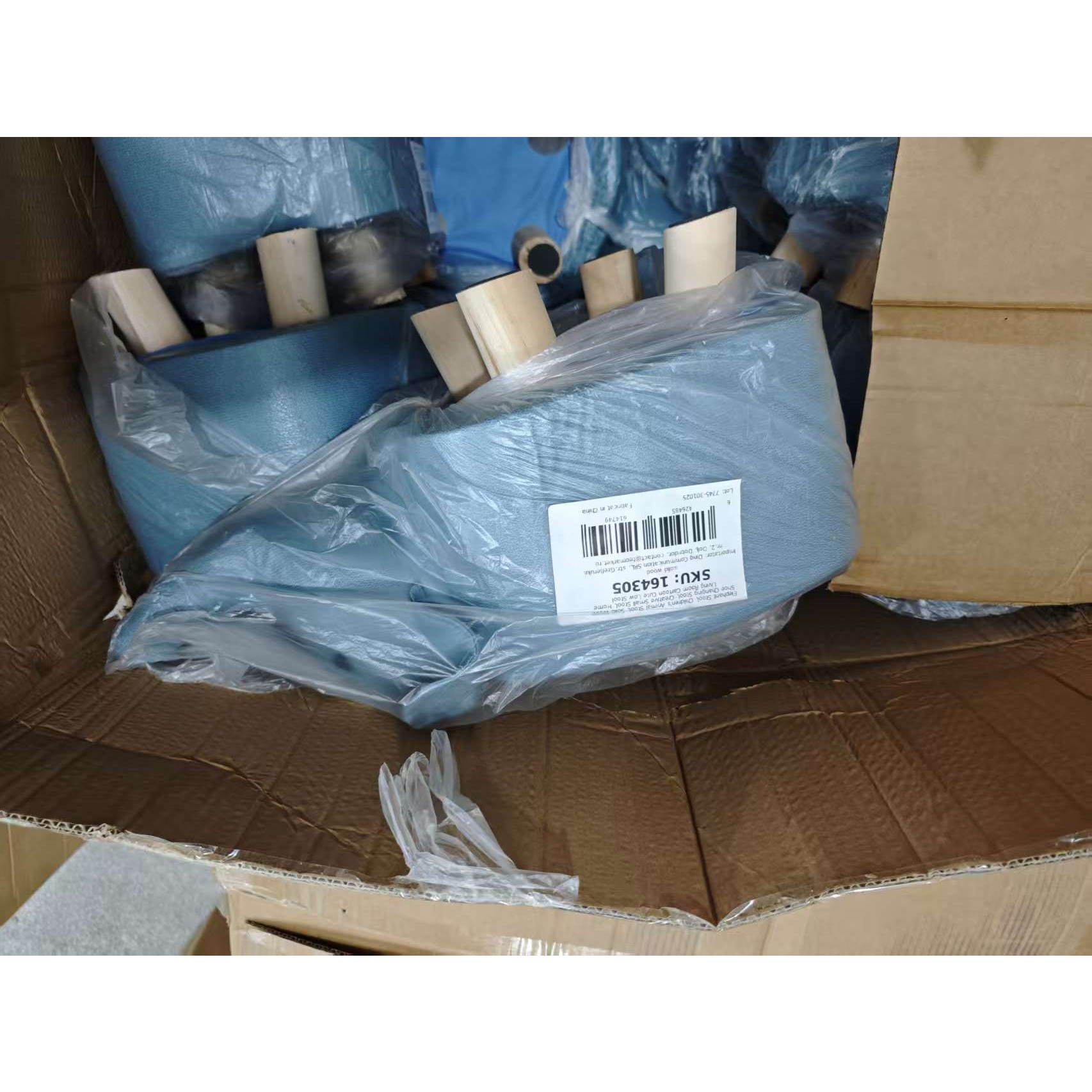 Taburet pentru Copii, Flippy, Scaun Tip Taburet, Model Elefant, din Lemn Masiv, Scaun pentru Copii, 30 x 25 x 25 cm, Albastru deschis [2]